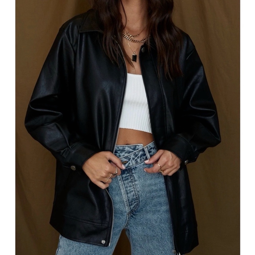 Black vegan leather jacket